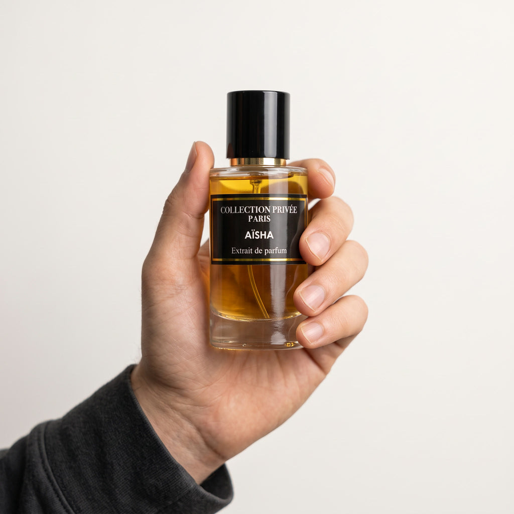Aïsha – flacon 50 ml en main